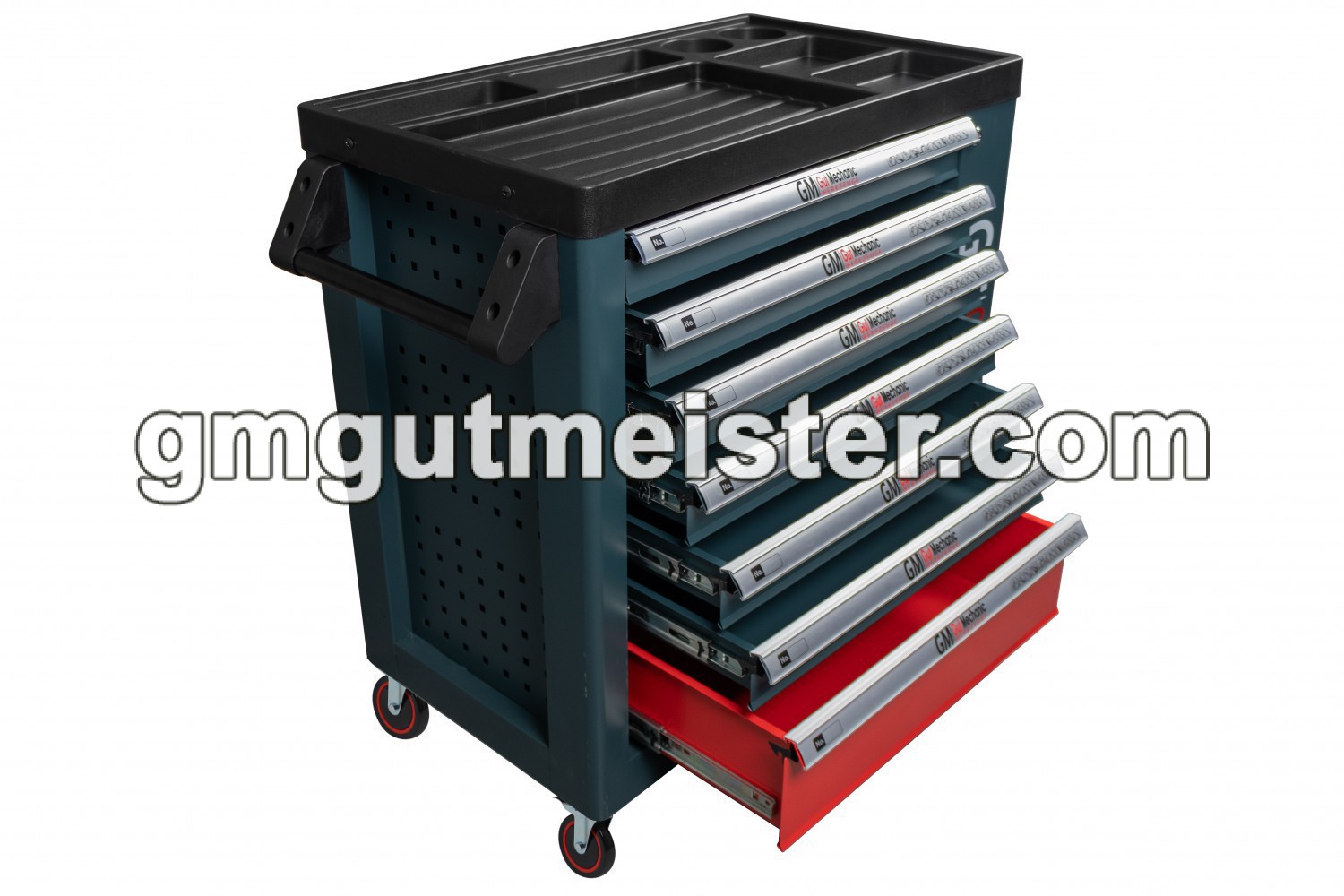 ШАФА-ВІЗОК ДЛЯ ІНСТРУМЕНТІВ GUT MECHANIC 7 ШУХЛЯД 900*770*460MM (ПЛАСТМАСОВИЙ СТІЛ, НА ЗАМОК) TTS00770 - фото 4